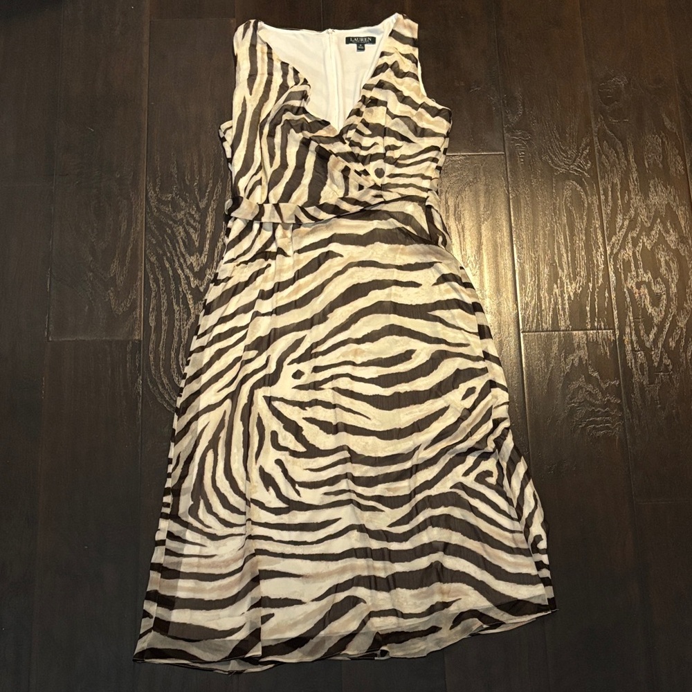 Lauren Ralph Lauren Zebra Pattern Midi Dress